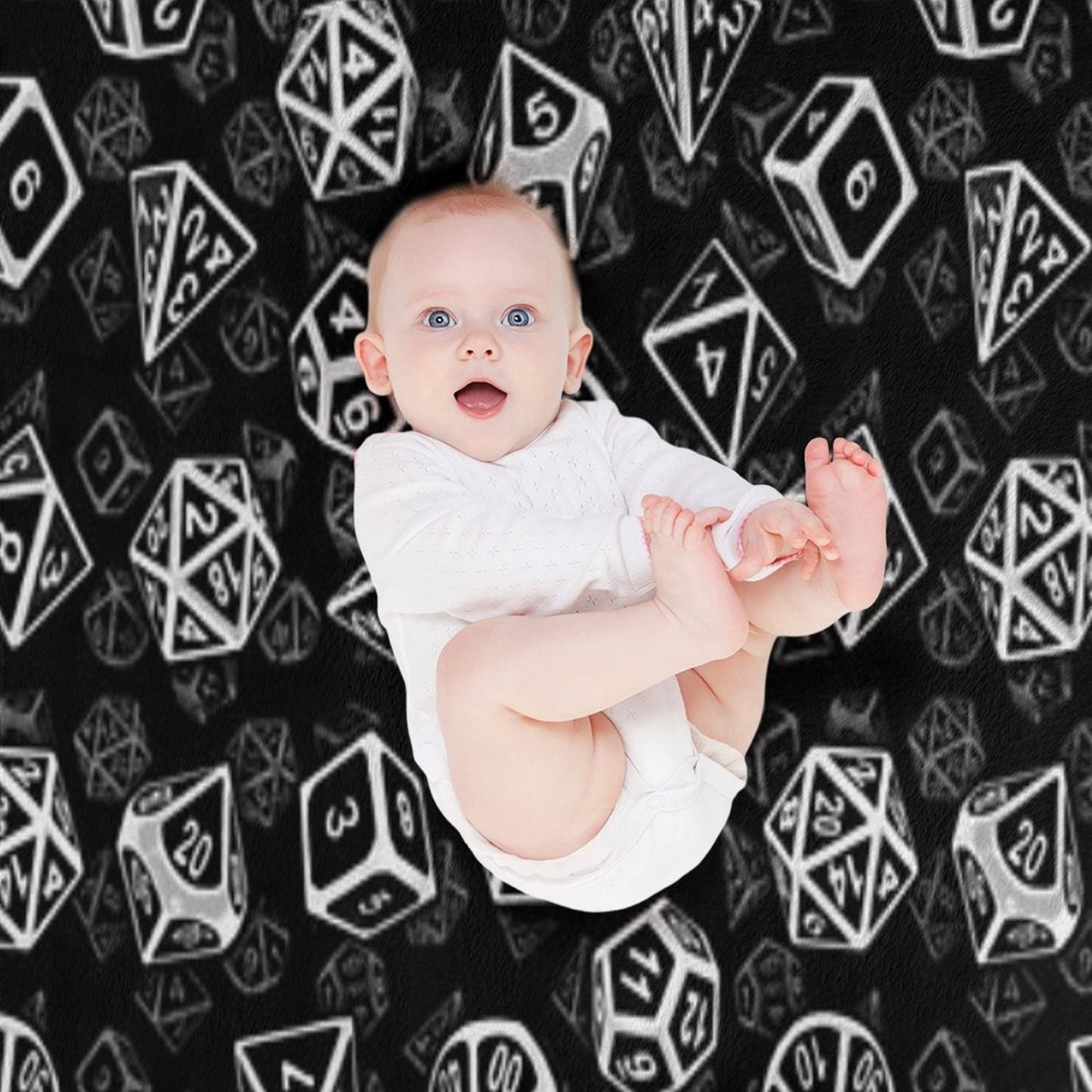 D20 Dice Set Pattern (White) Throw Blanket