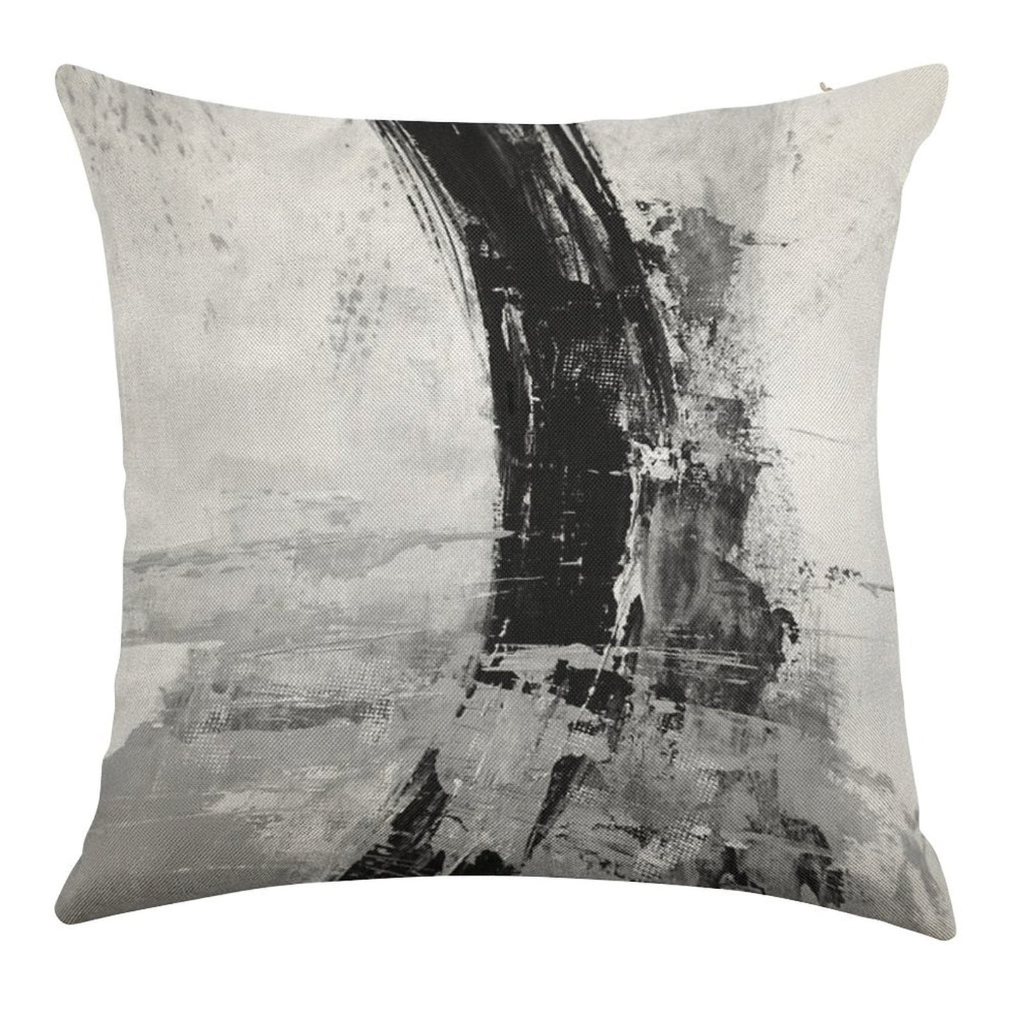 Gray Abstract Linen Throw Pillow Cover