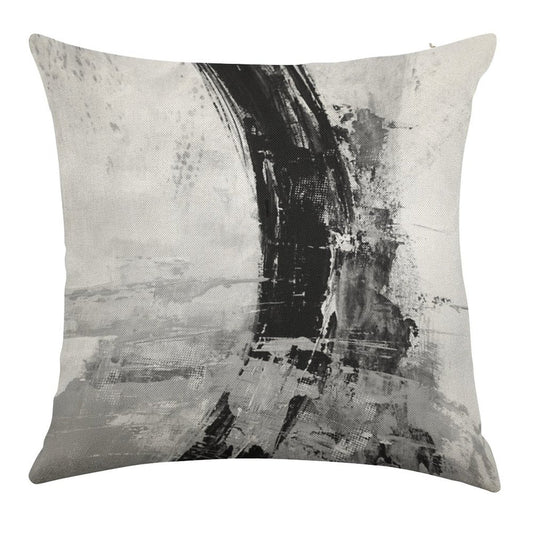 Gray Abstract Linen Throw Pillow Cover