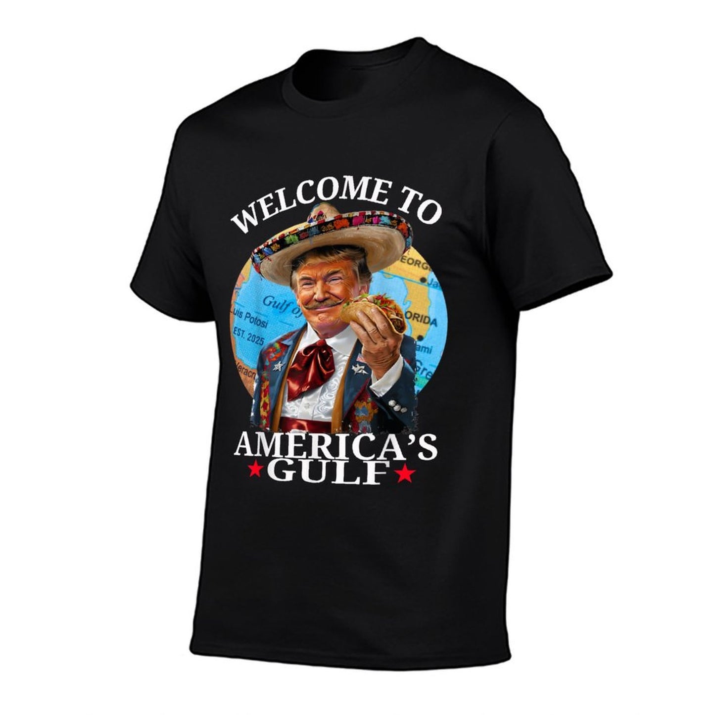 Funny Trump America's Gulf Est 2025 Trump Merchandise Rolled Sleeves T-Shirt