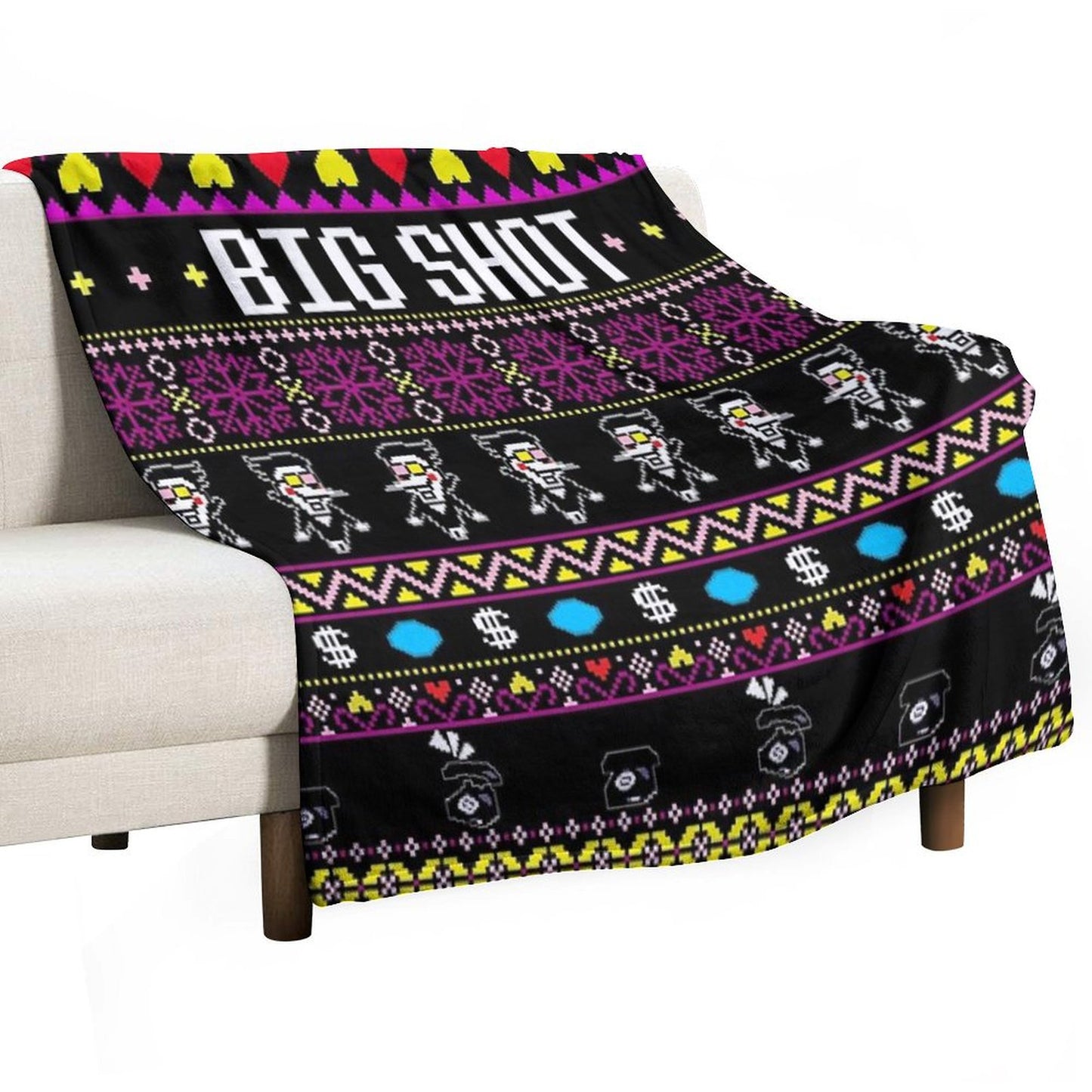 Spamton's BIG SHOT Kromer Krismas Throw Blanket