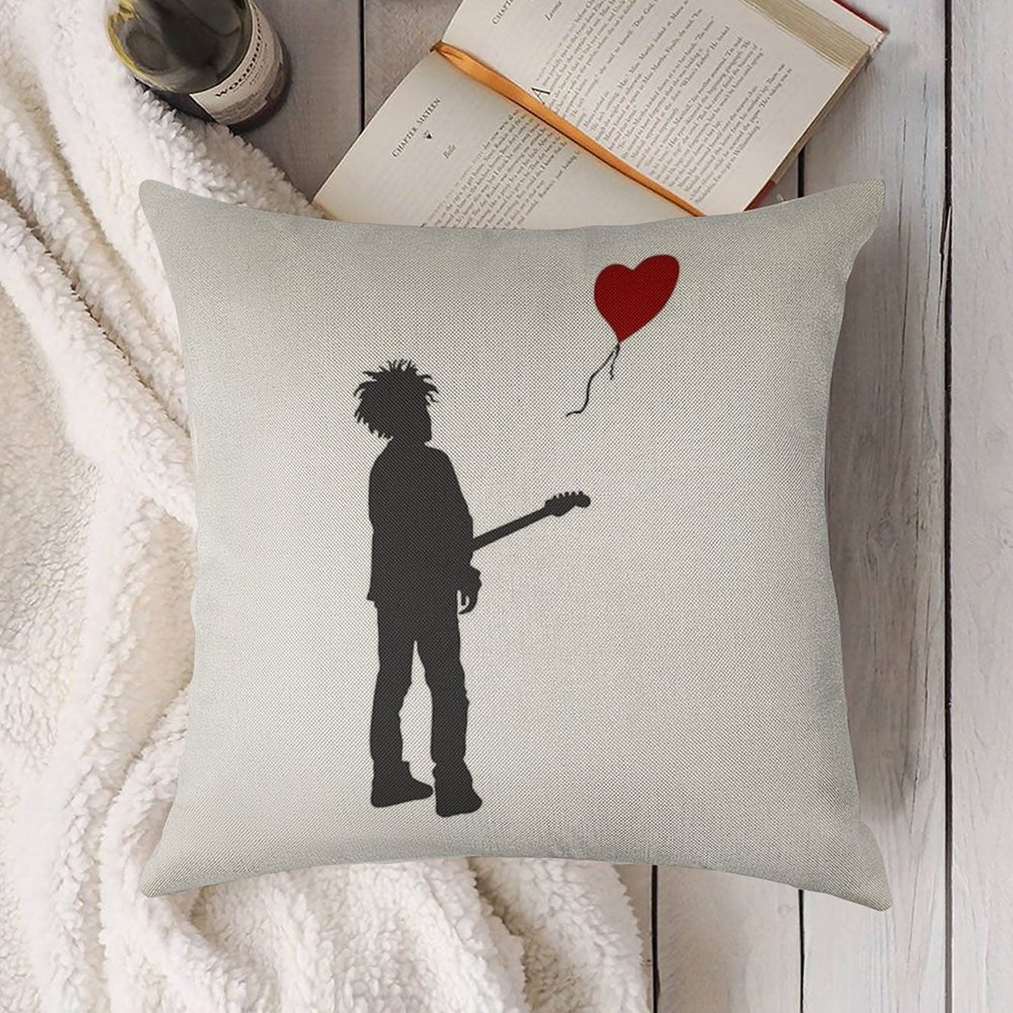 ROBERT THE CURE SMITH X BANKSY Linen Throw Pillow Cover