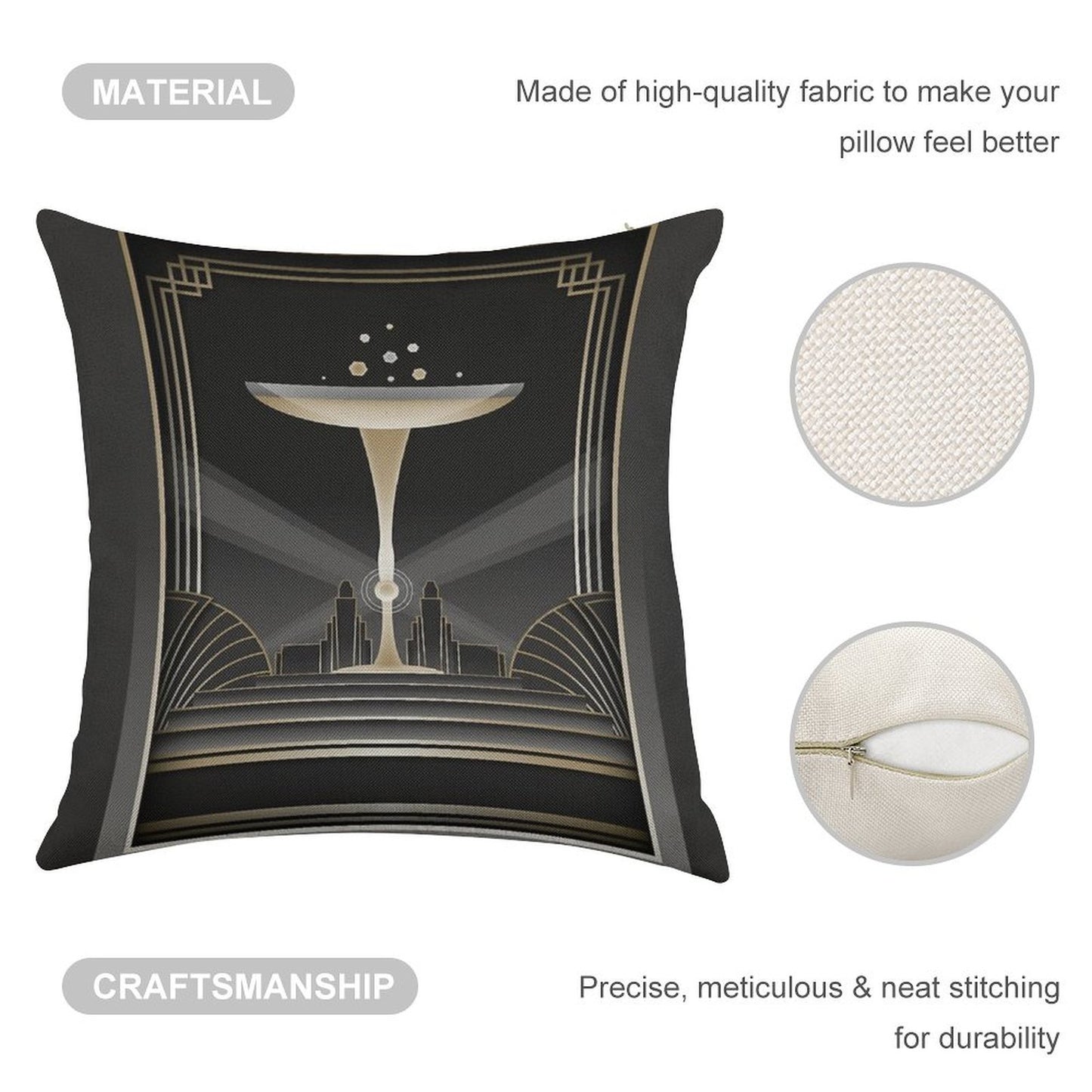 Art Deco Design VI Linen Throw Pillow Cover
