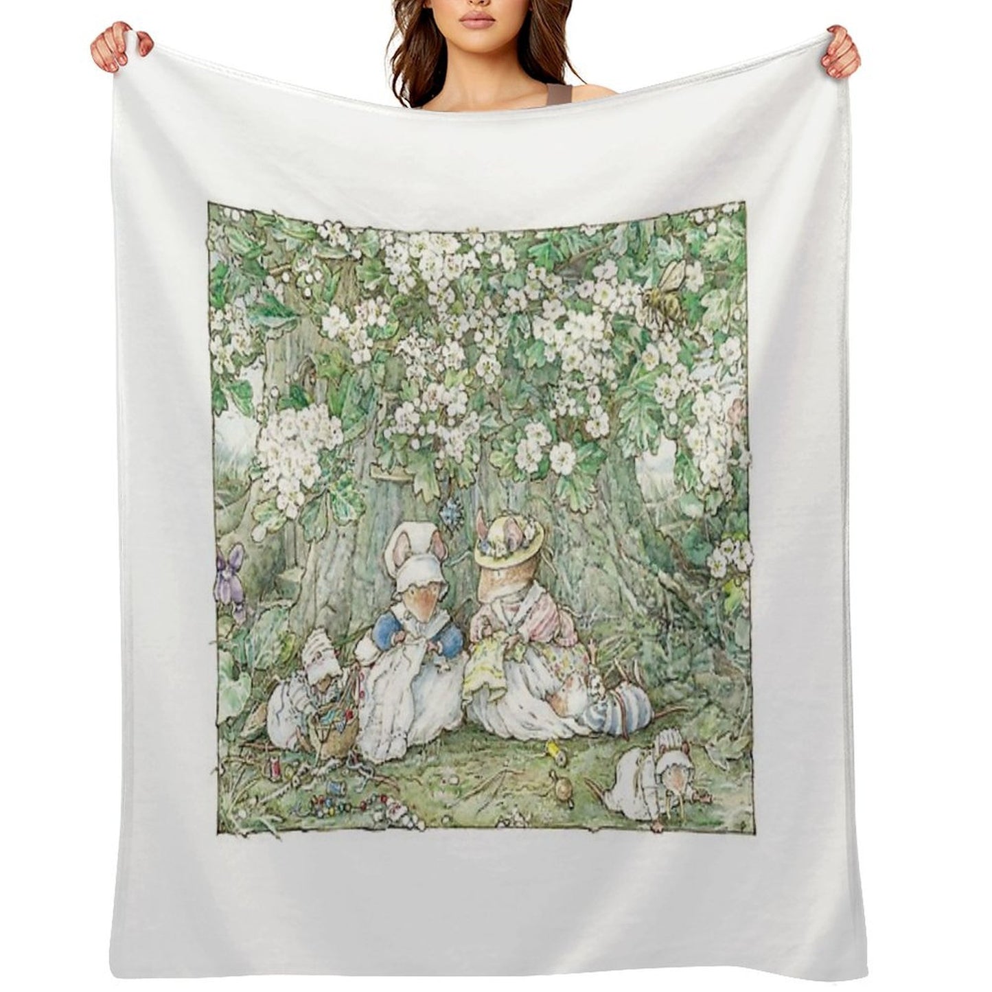 Brambly Hedge - Hawthorn Blossom And Babies Throw Blanket