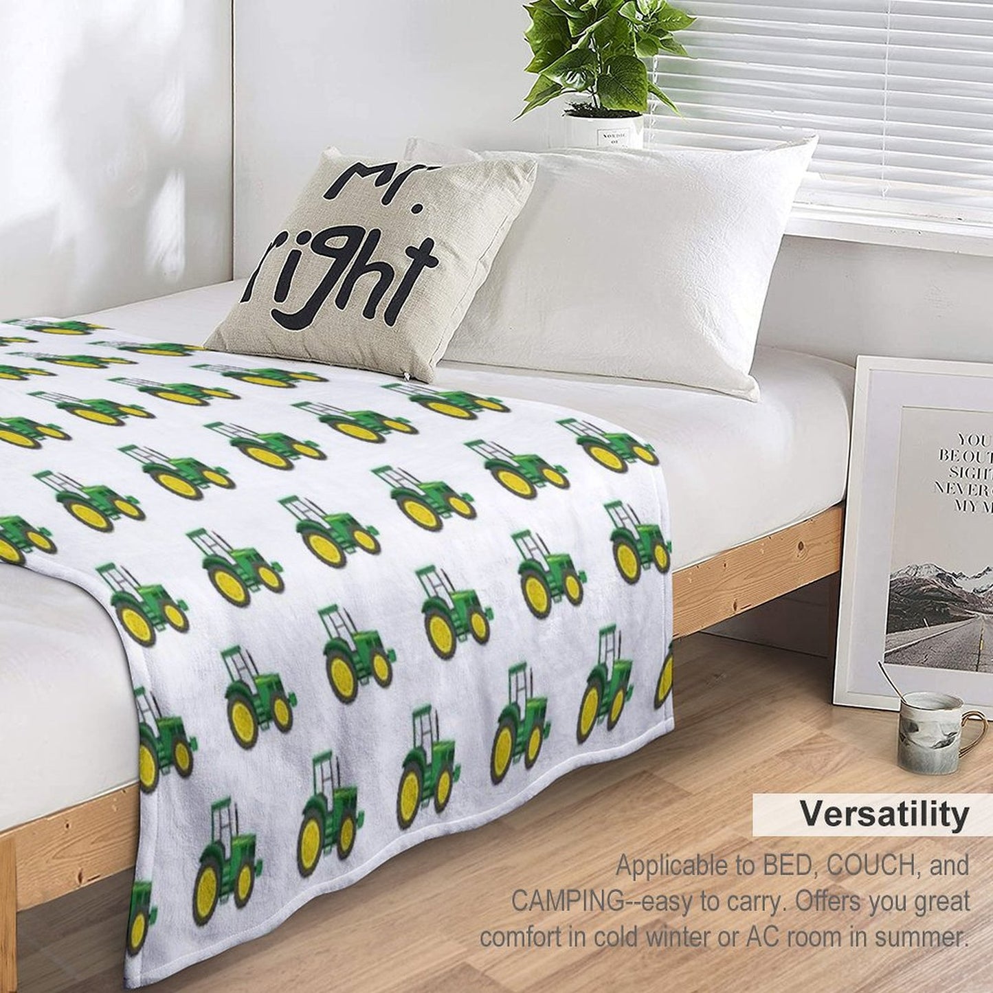 Green Tractors - Farming - Farm Themed Throw Blanket