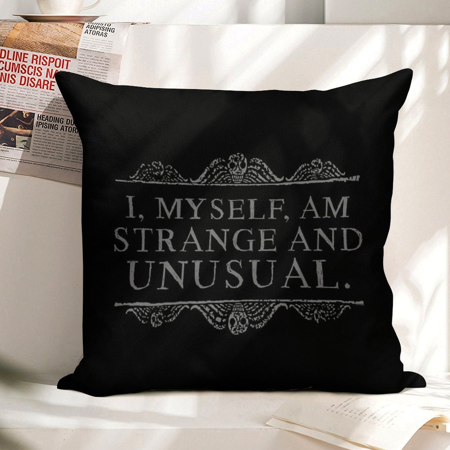 I, Myself, Am Strange And Unusual. Linen Throw Pillow Cover