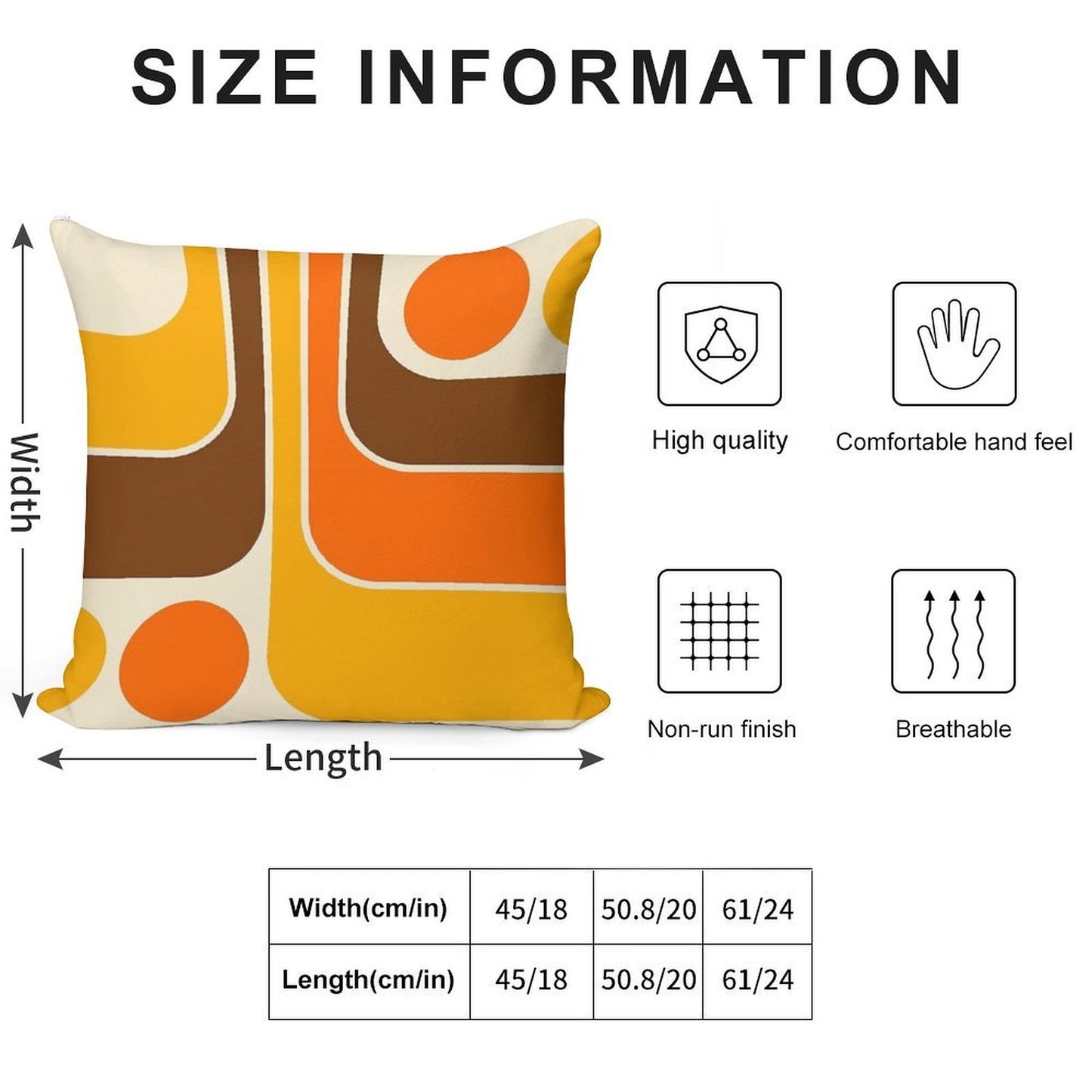 Retro Geometric Design 624 Soft Skin-Friendly Throw Pillow