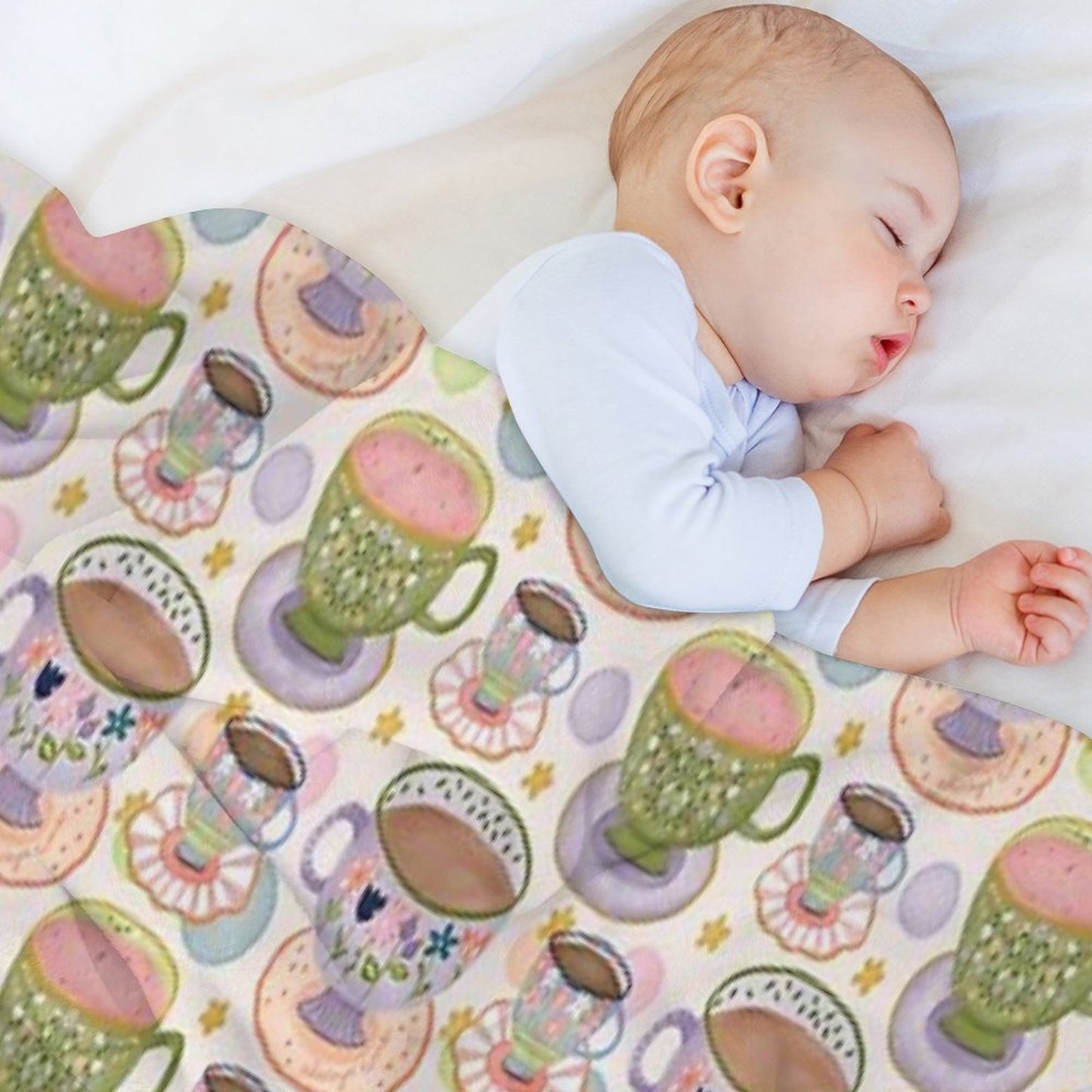 Fancy A Cup of Tea Watercolour Pattern Throw Blanket