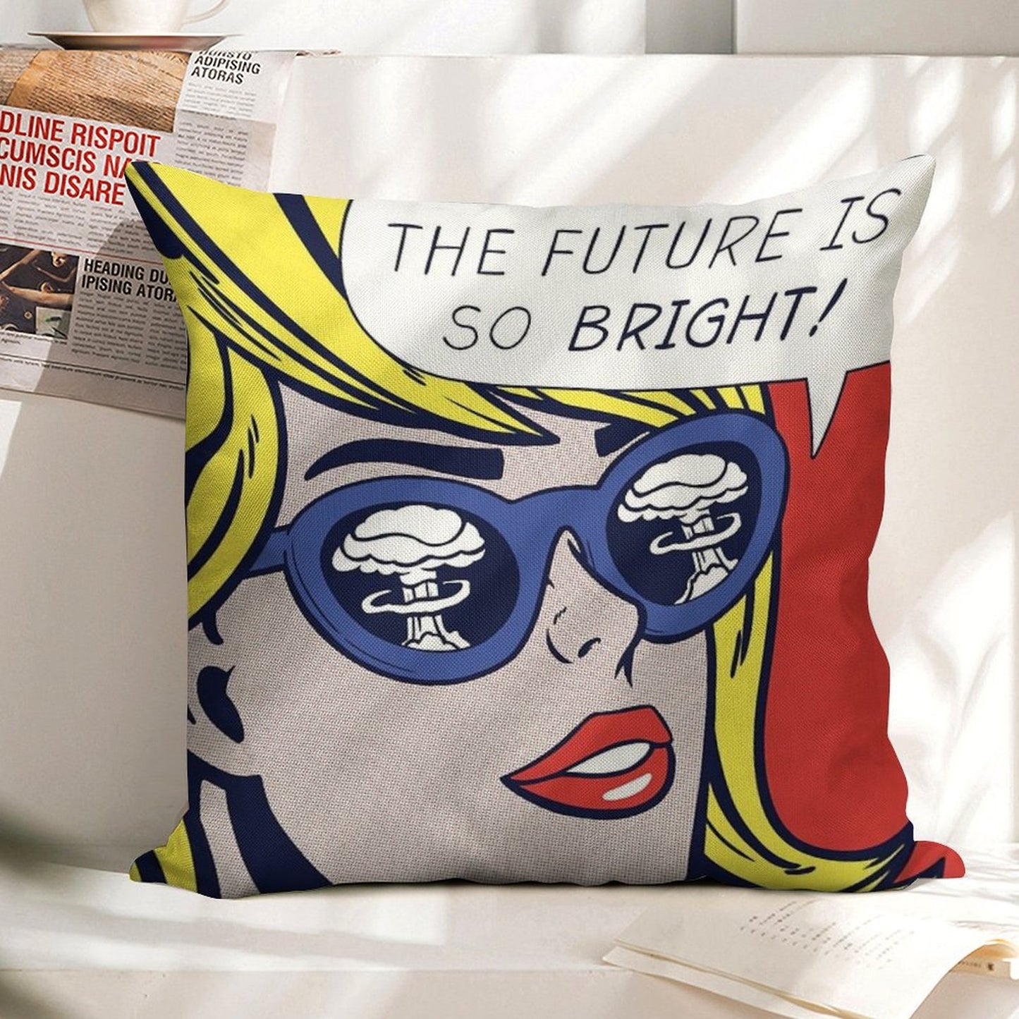 Pop Optimistic Girl Linen Throw Pillow Cover