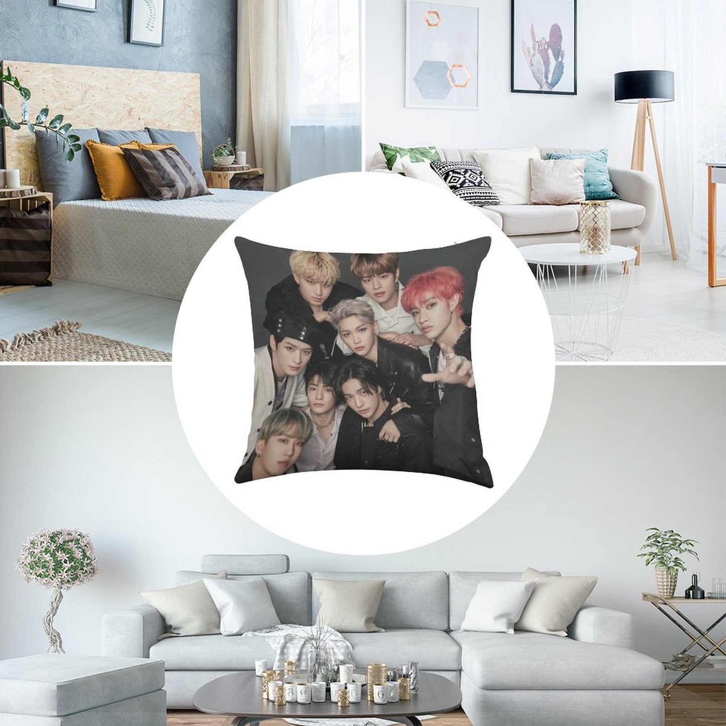 Stray Kids Linen Throw Pillow Cover