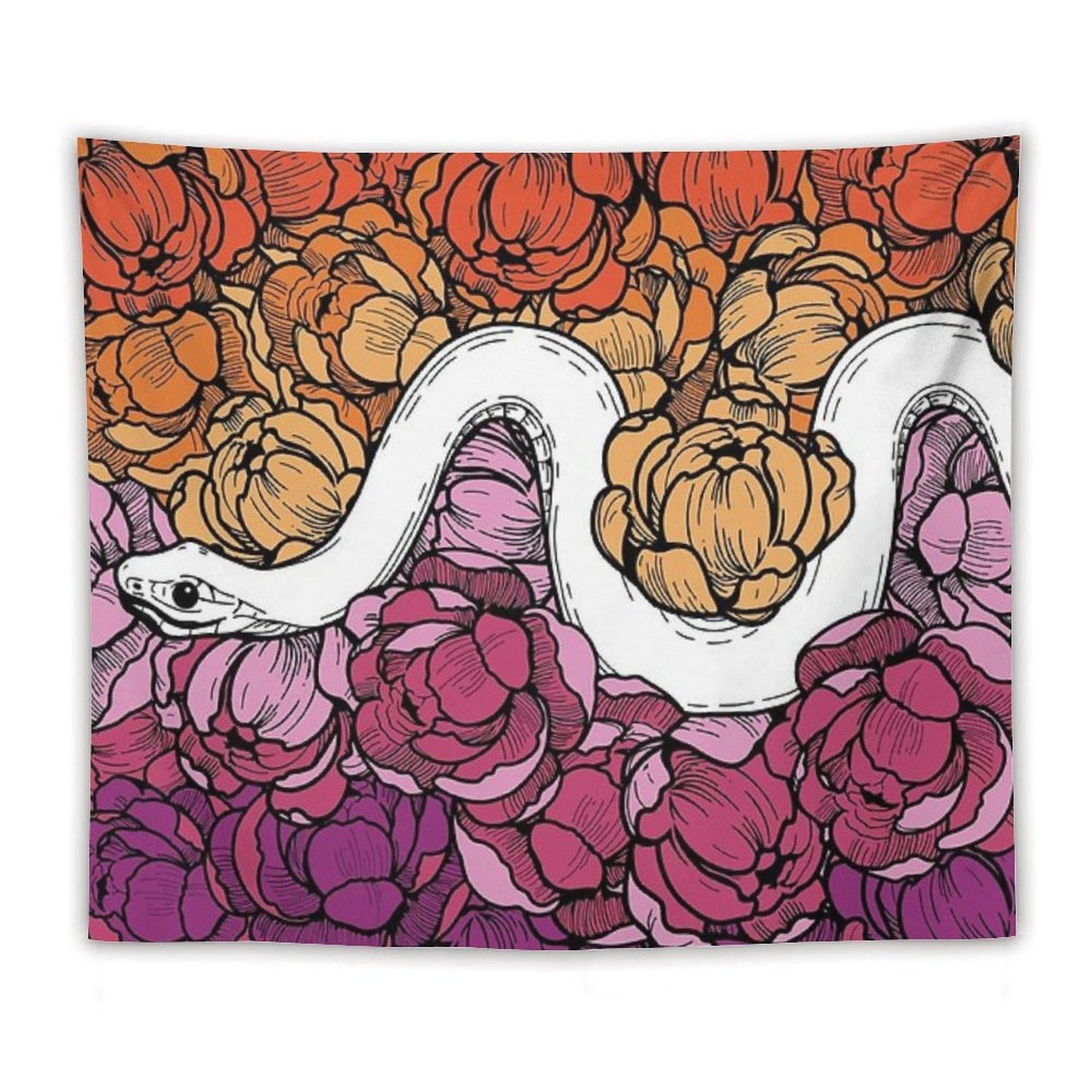 Floral Snake Lesbian Pride Colors Tapestry