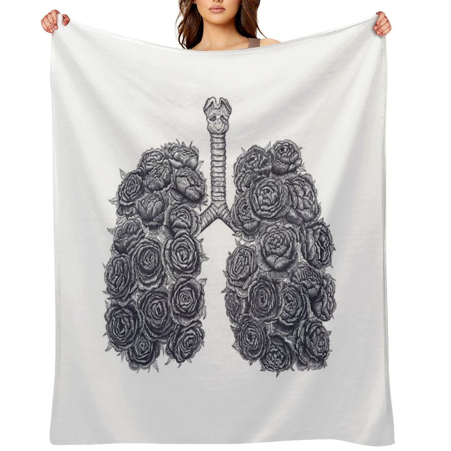 Lungs with Peonies Throw Blanket