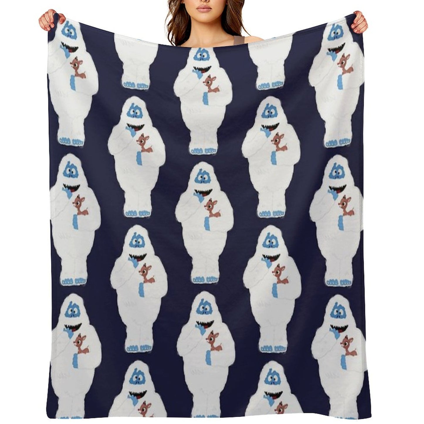 Classic Christmas Abominable Snowman with Rudolph © GraphicLoveShop Throw Blanket