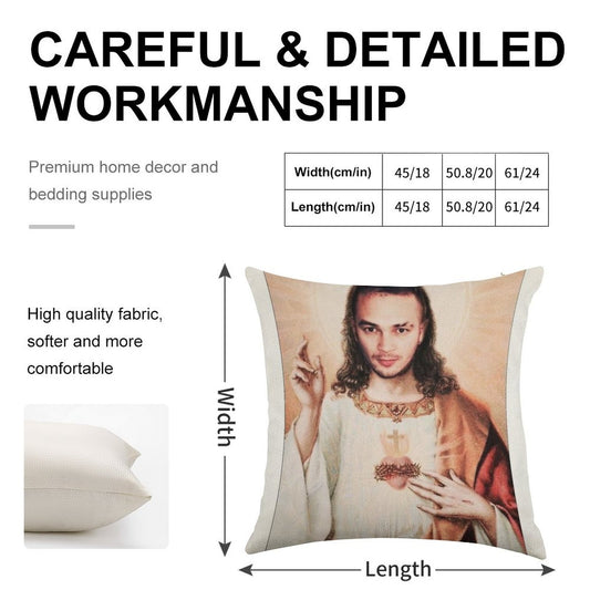 Jul Christ Linen Throw Pillow Cover