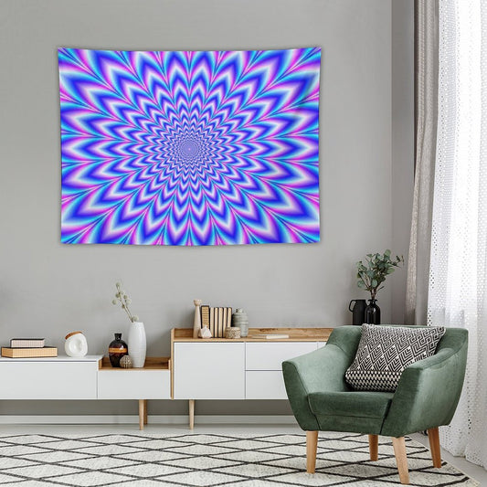 Psychedelic Pulse in Blue And Pink Tapestry