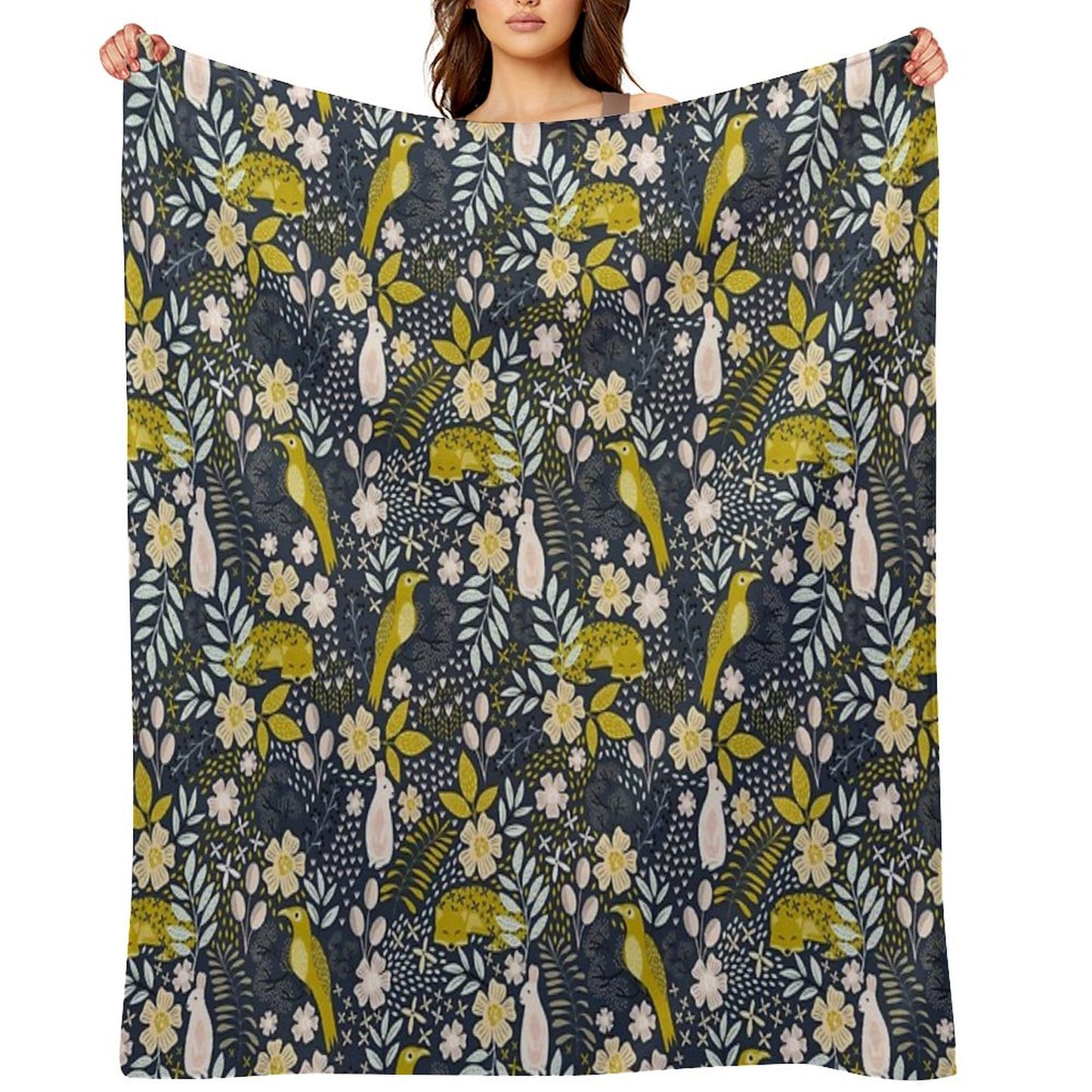 Woodland Flora Throw Blanket