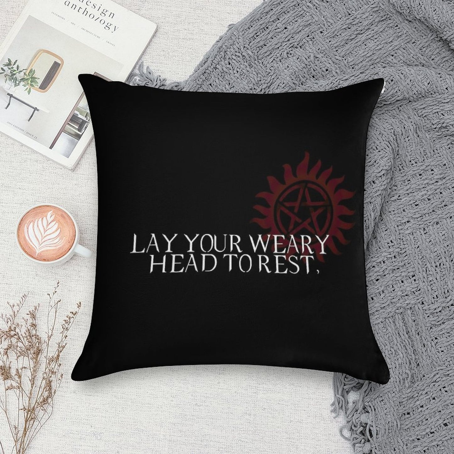 Lay Your Weary Head to Rest Soft Hidden Zipper Throw Pillow