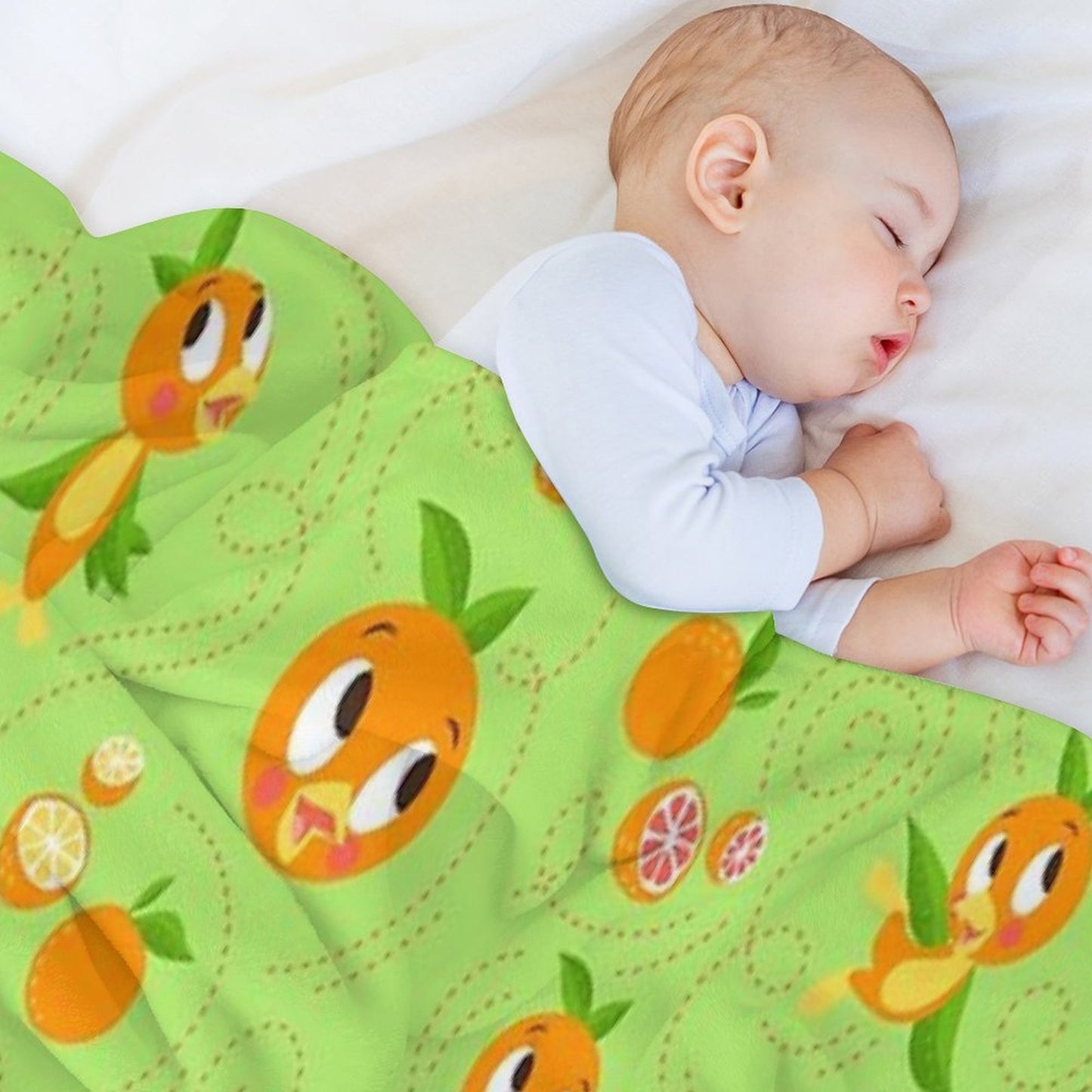 Hello Sunshine! - Orange Bird (green Background) Throw Blanket