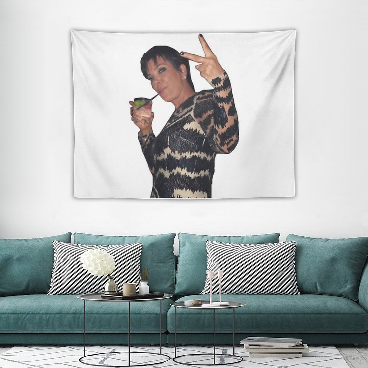 Kris Jenner Peace Sign Tapestry