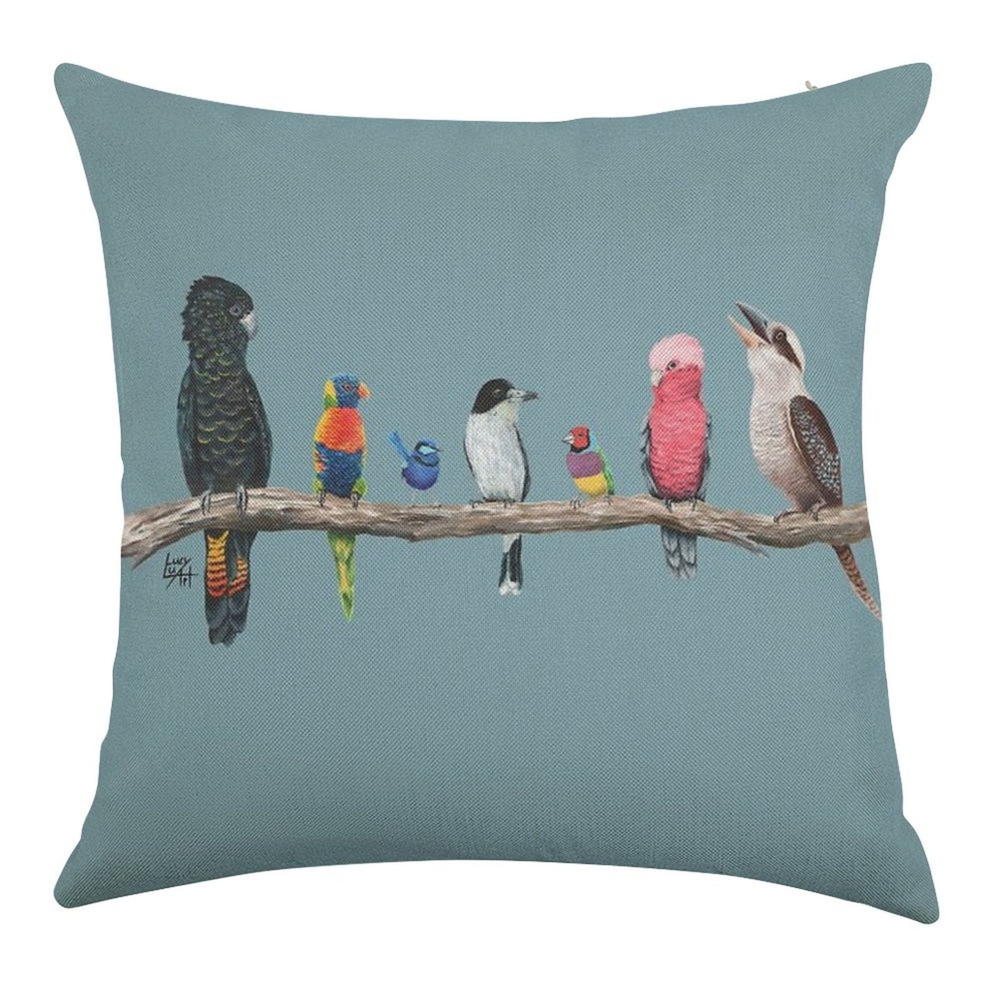 Australian Birds Linen Throw Pillow Cover