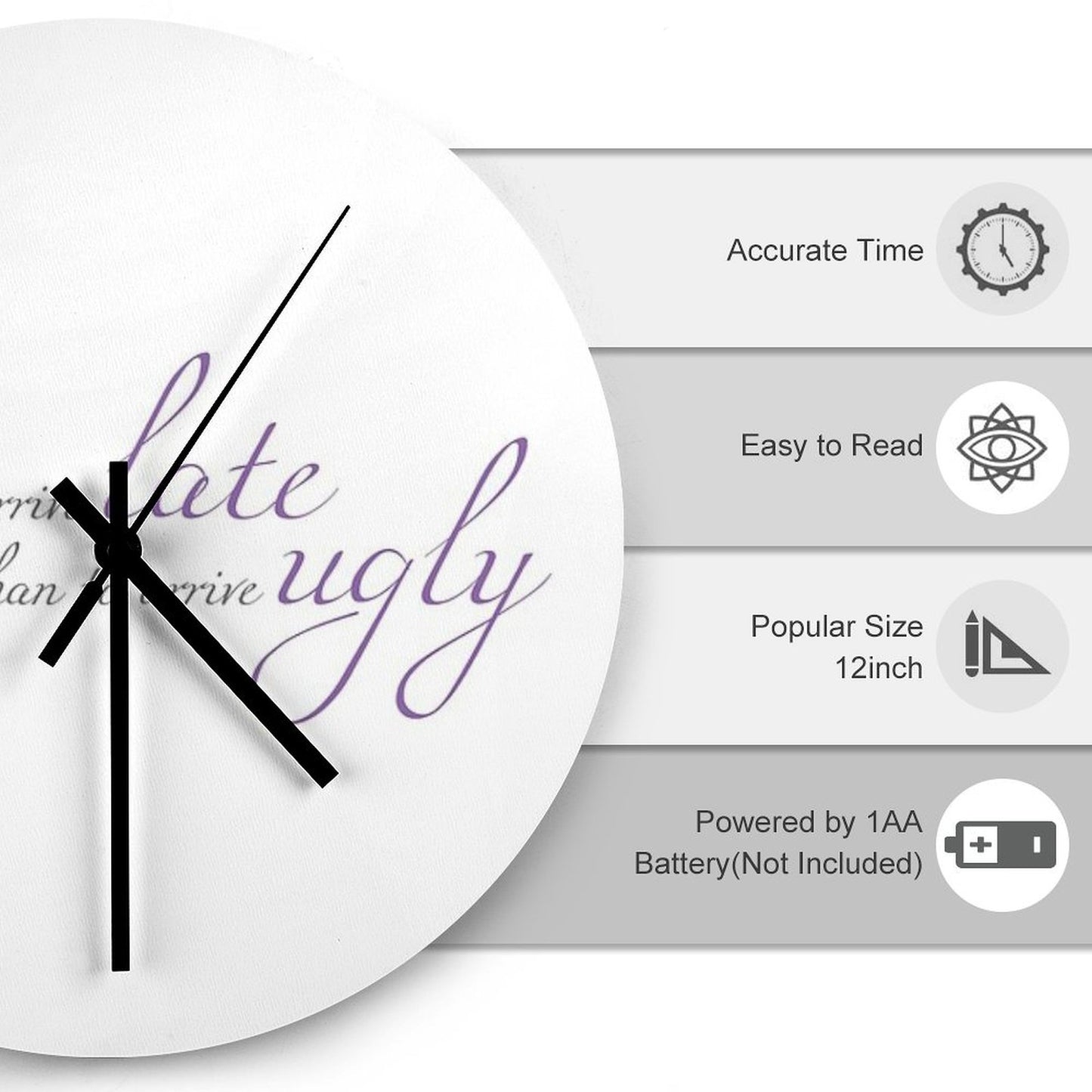Better To Arrive Late Than Ugly Wall Clock