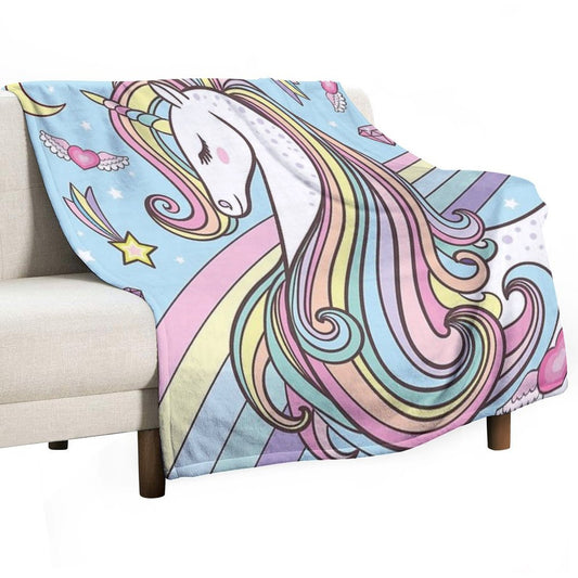 Unicorn Blue Throw Blanket