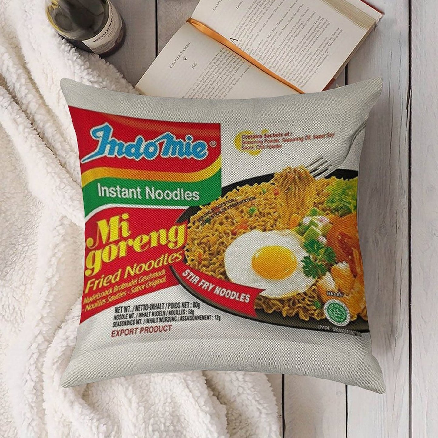 Indomie Original Flavour Linen Throw Pillow Cover