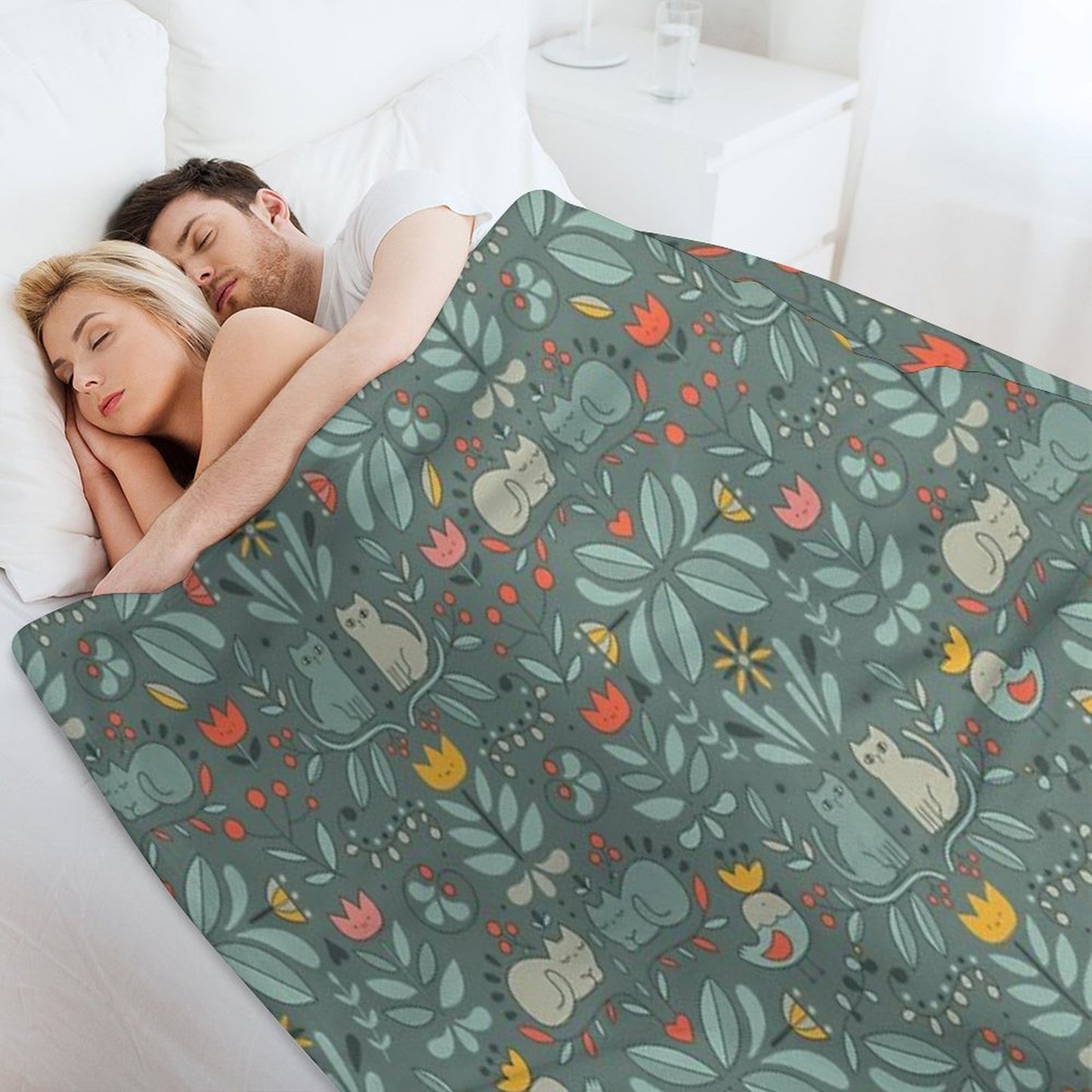 Swedish Folk Cats Throw Blanket