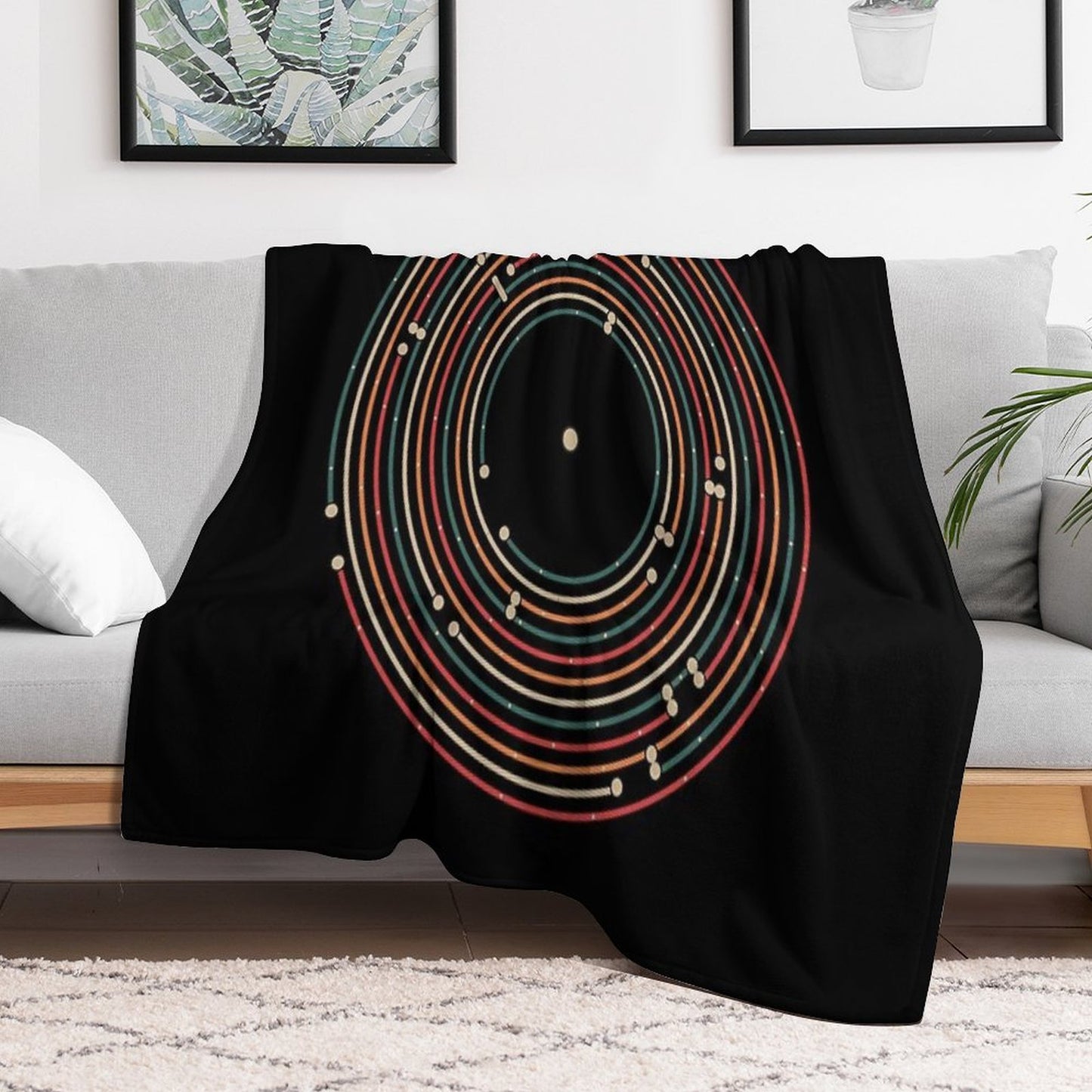 Vinyl Music Metro Record Map Labyrinth Throw Blanket
