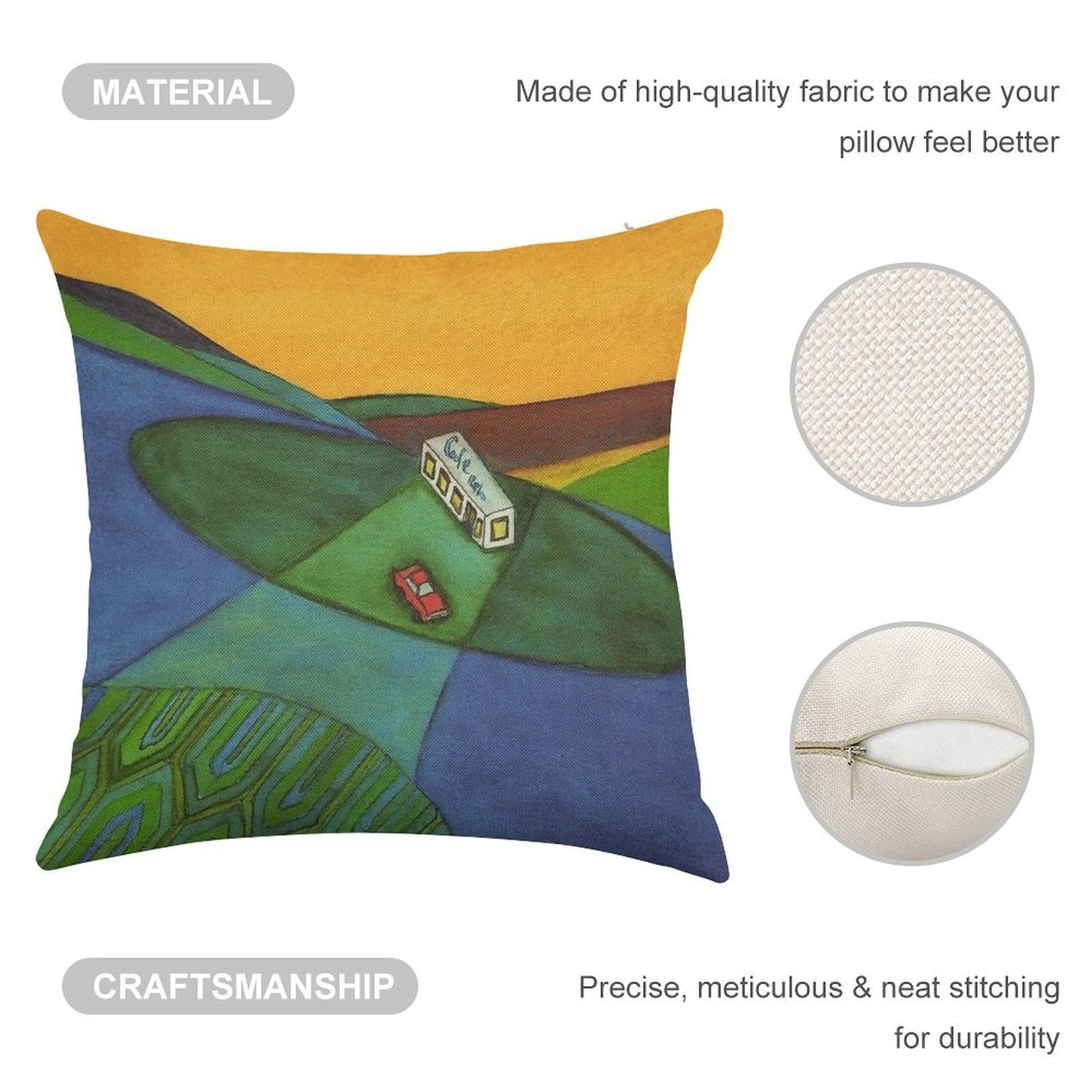 The Cafe on The Edge of The World Brand Pillow Linen Throw Pillow Cover