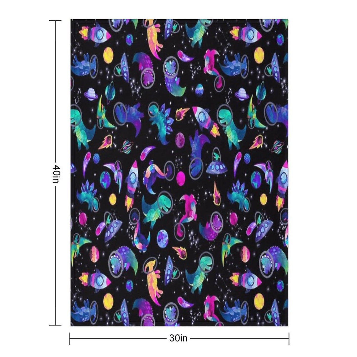 Space Dinosaur Astronauts Watercolor Pink Purple Pattern Throw Blanket