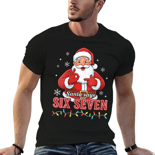 Womens Funny Christmas Santa Says Six Seven 67 Meme Christmas 67 Trendy Pattern T-Shirt