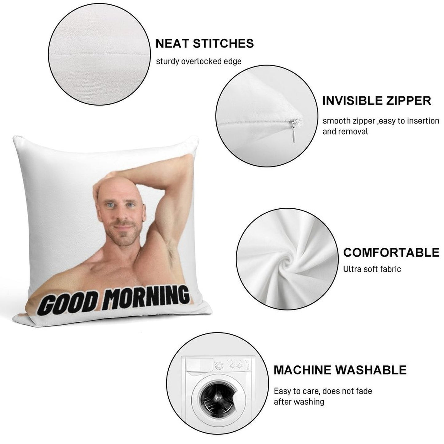 Johnny Sins Good Morning Soft Durable Construction Throw Pillow