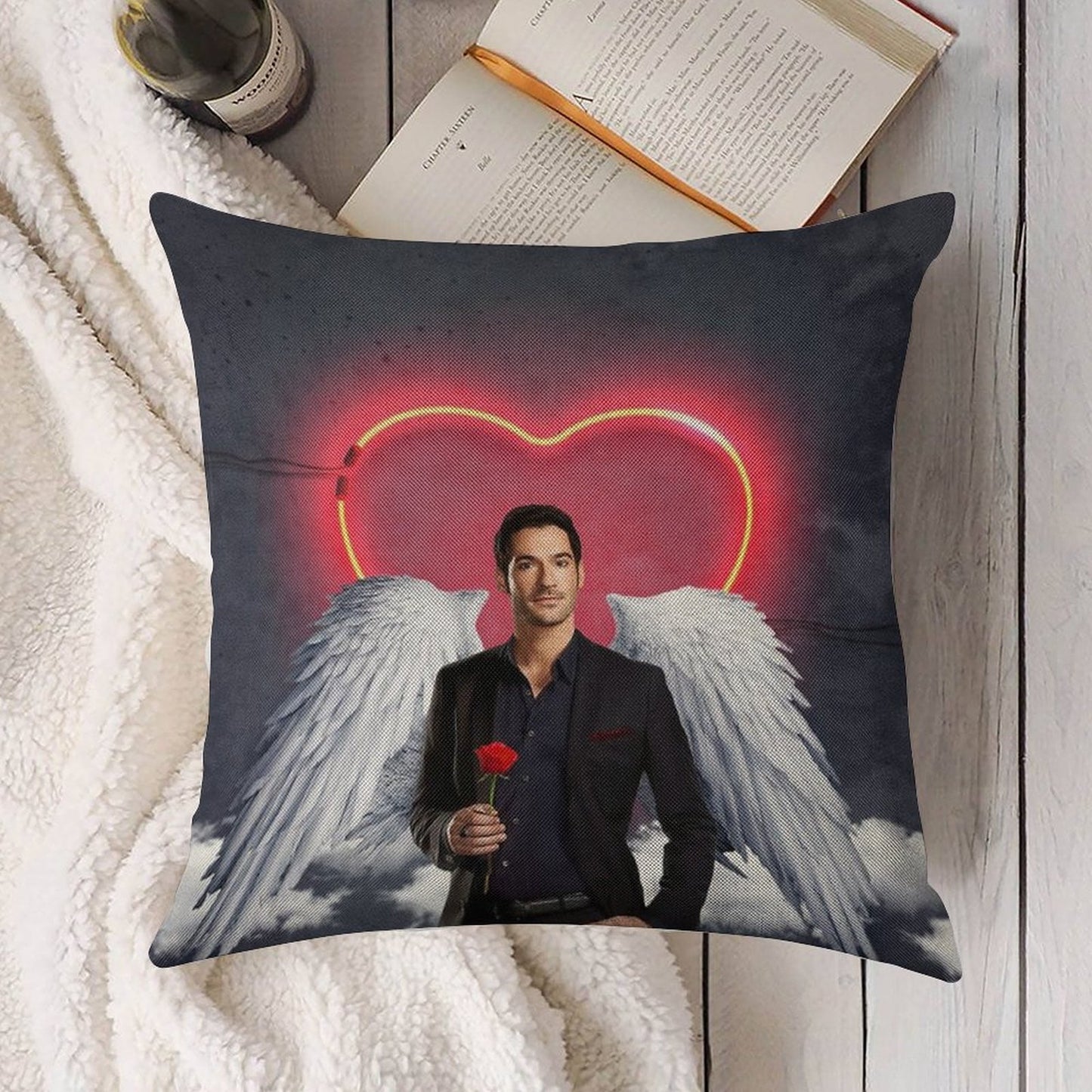 LUCIFER # 1 Linen Throw Pillow Cover