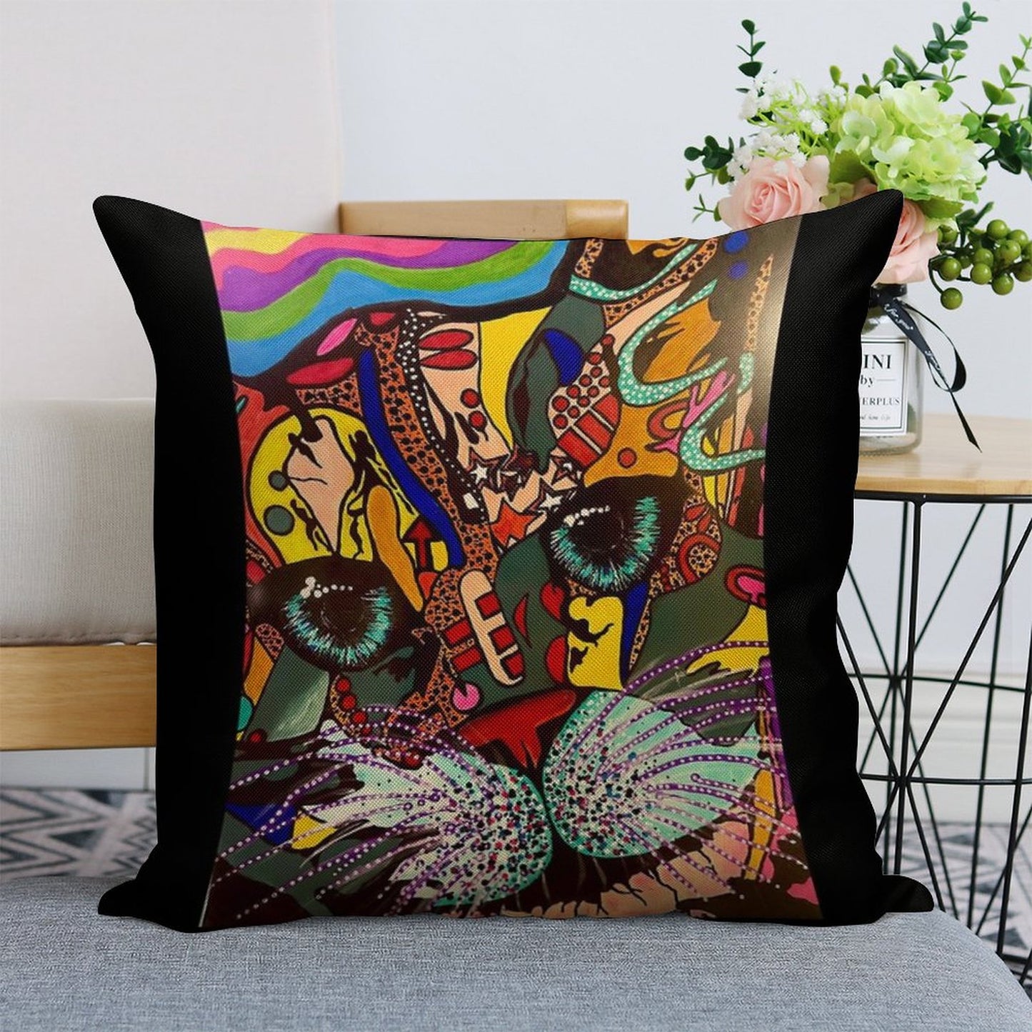 Whiskers Linen Throw Pillow Cover