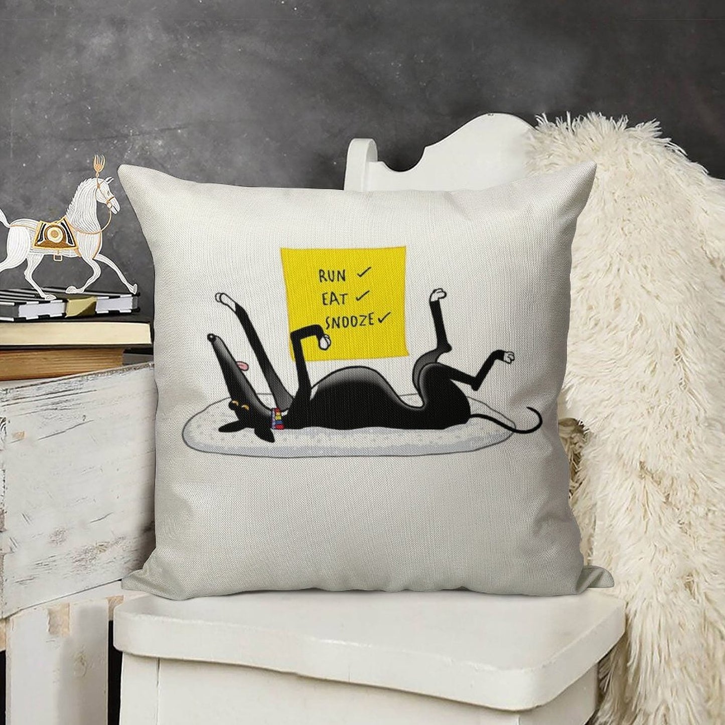 Snoozin' Linen Throw Pillow Cover