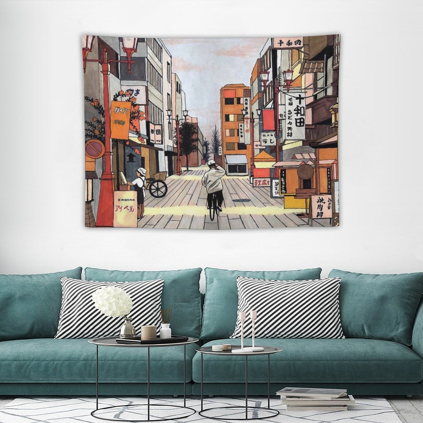 Early Morning Ride in Japan Tapestry