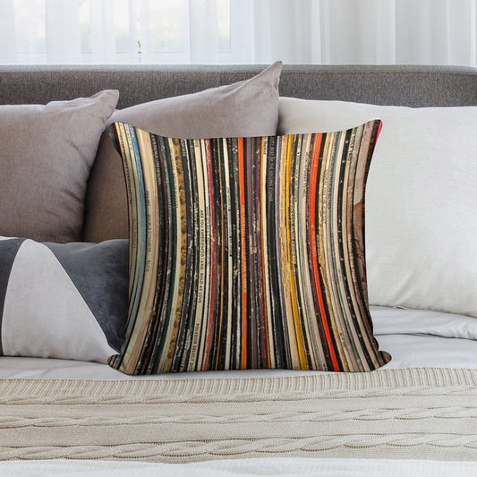 Vinyl Record Collection Photography Soft Bedroom Essential Throw Pillow