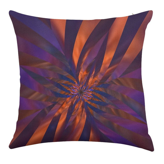 Abstract in Orange And Purple Linen Throw Pillow Cover