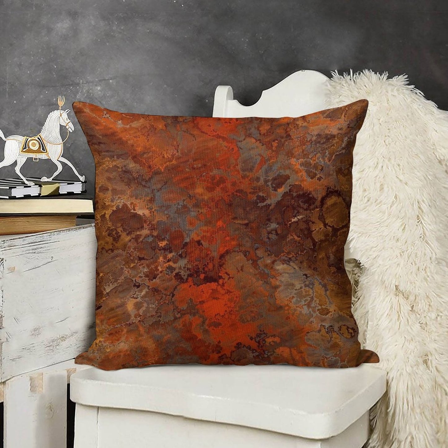 Gold And Rust Linen Throw Pillow Cover