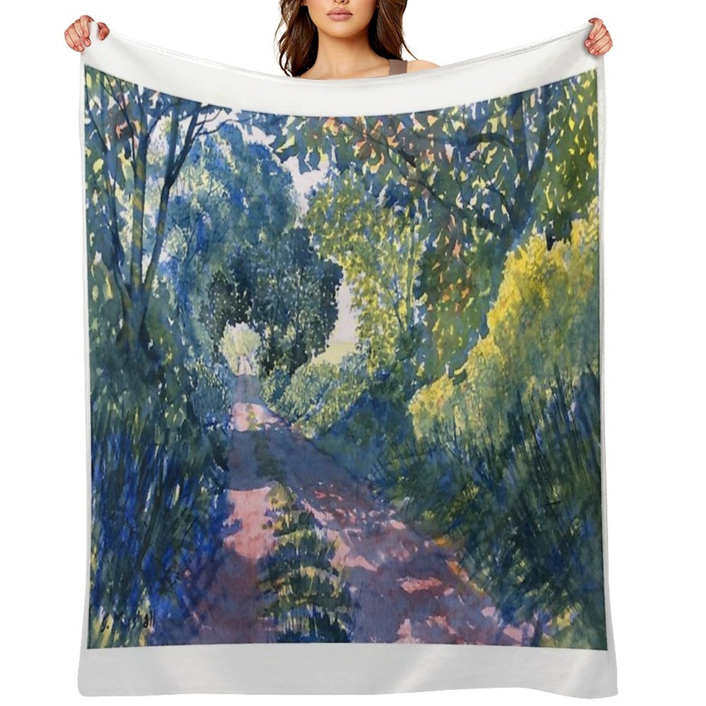 Hockney Trail Tunnel of Trees Throw Blanket
