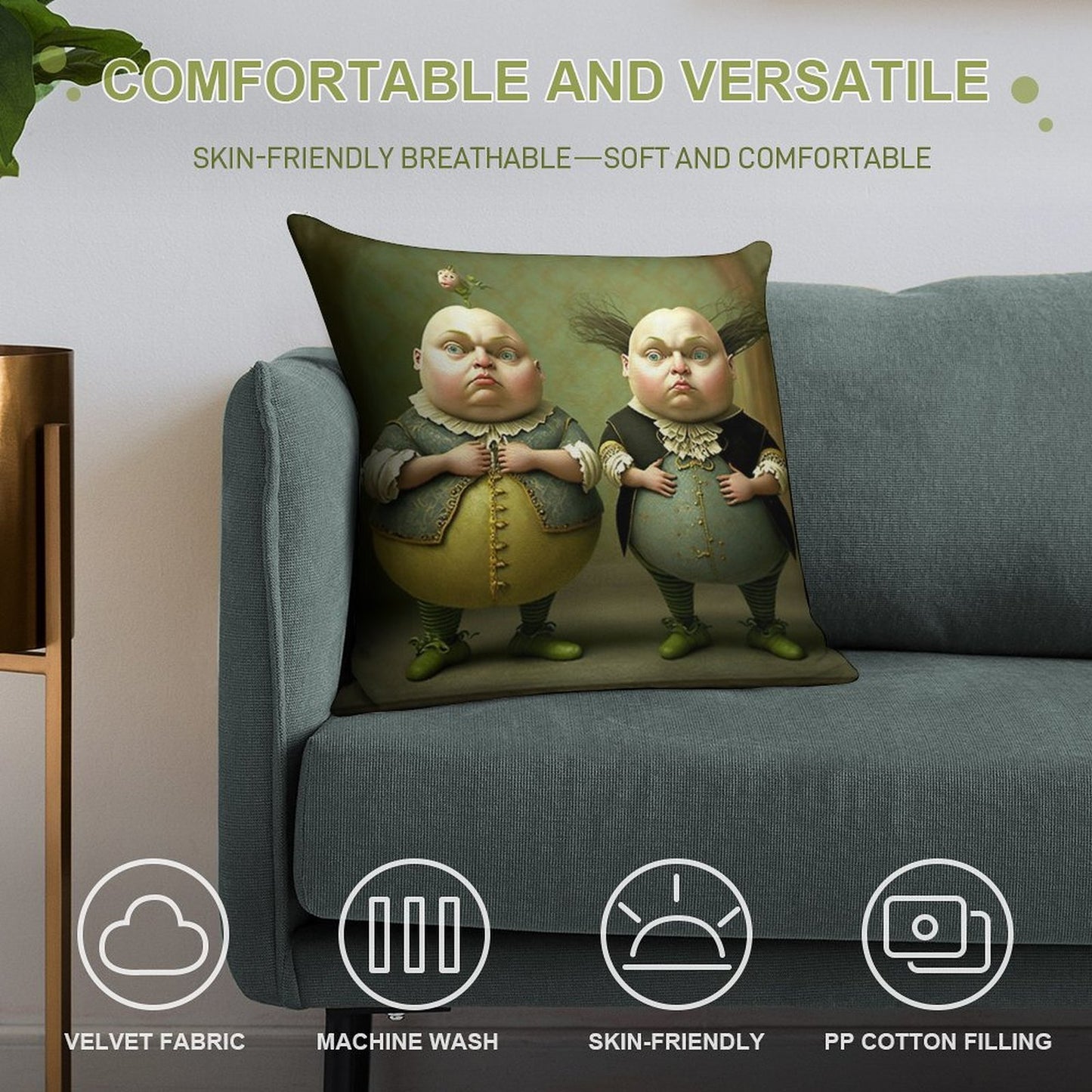 Tweedledee And Tweedledum - The Alice in Wonderland Collection Soft Hidden Zipper Throw Pillow