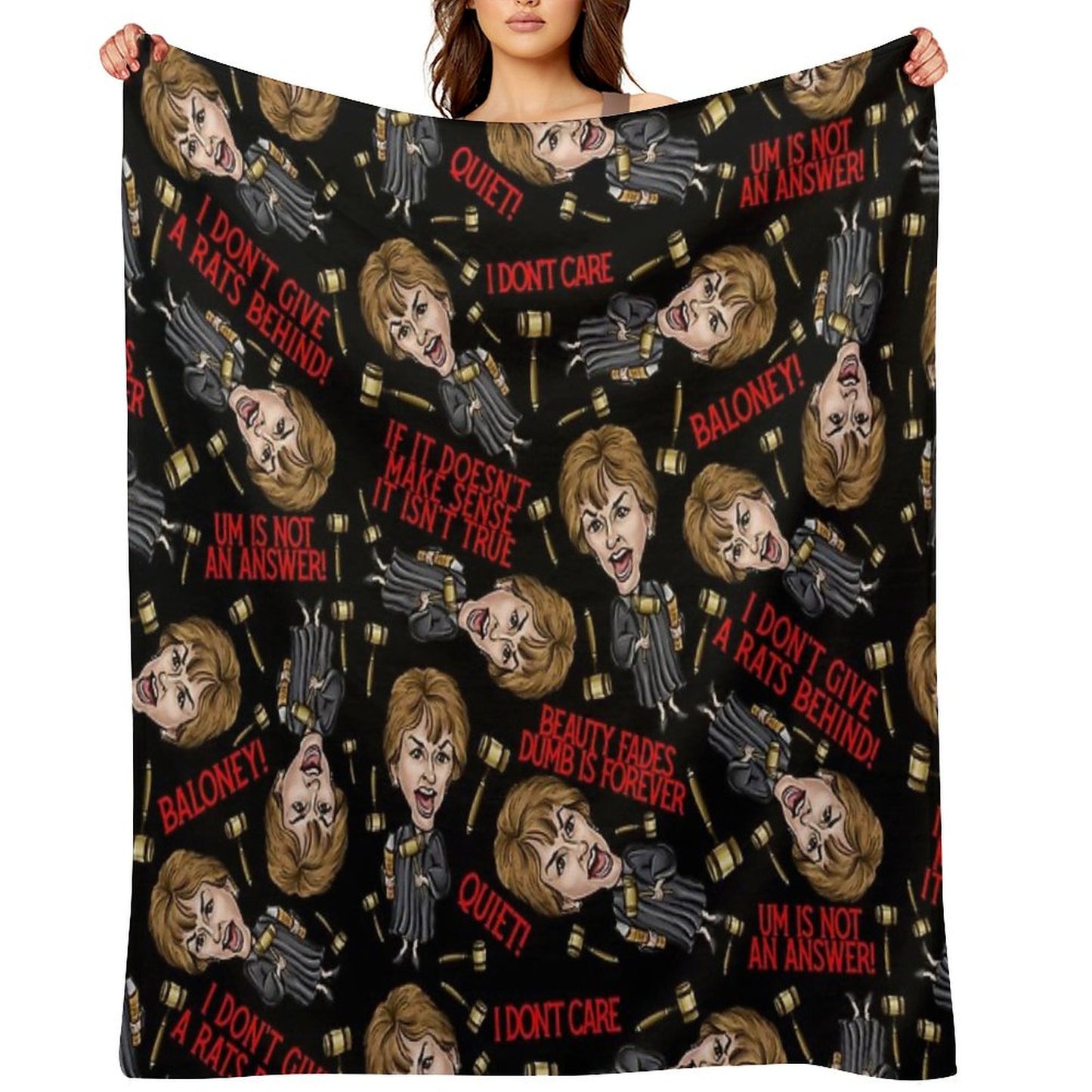 Black Judge Judy Print Throw Blanket