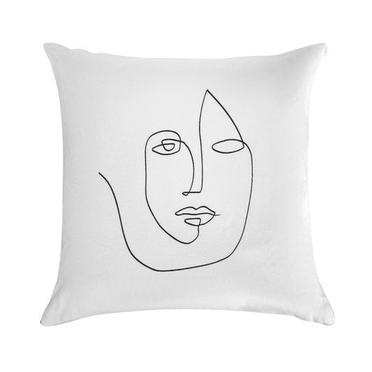 Abstract Face - One Line Art Soft Style Accent Throw Pillow