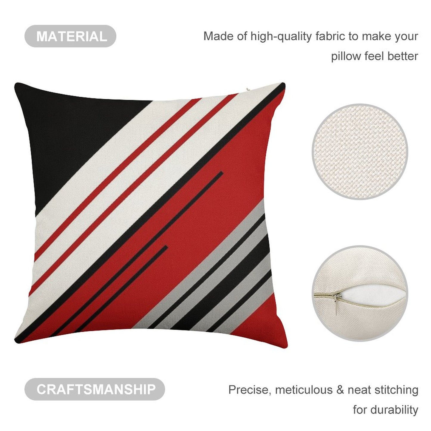Diagonal Stripes Design Linen Throw Pillow Cover