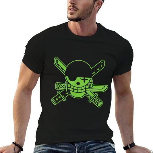 One Piece Anime Green Roronoa Zoro Jolly Roger Comfortable T-Shirt