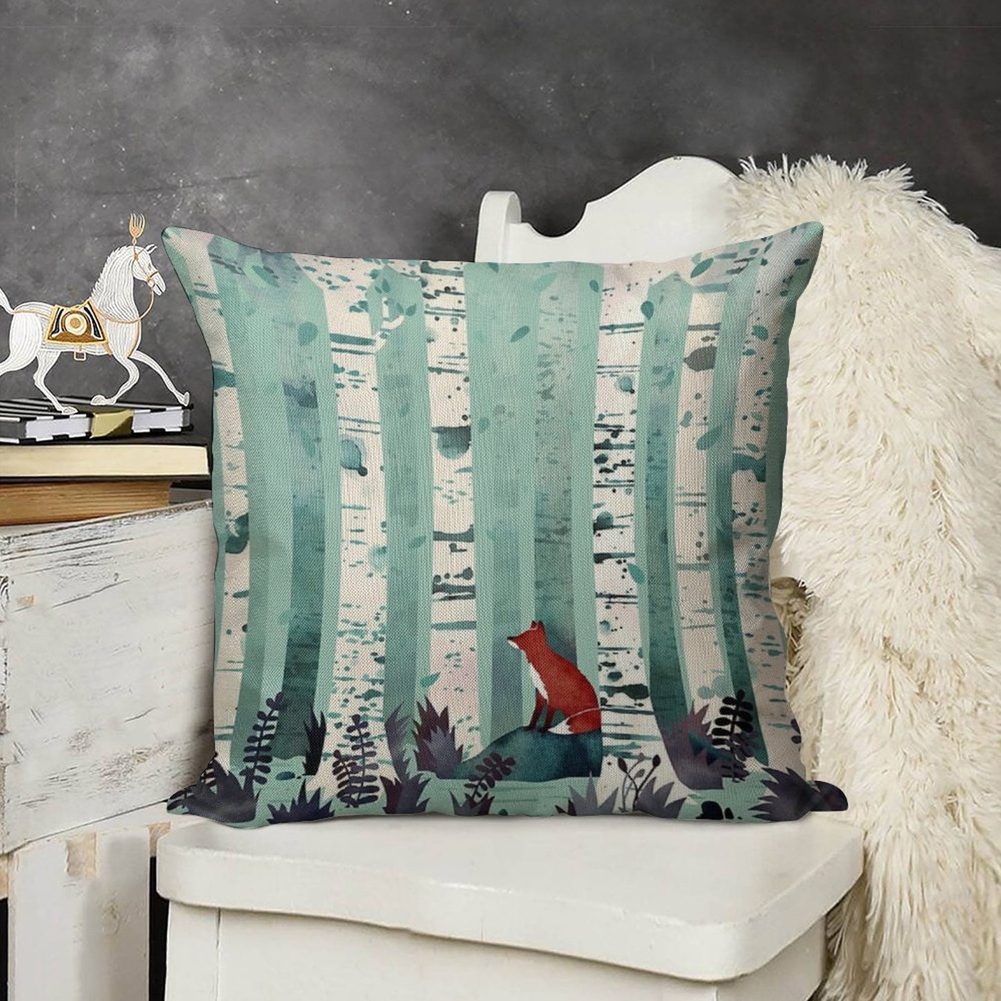 The Birches Linen Throw Pillow Cover