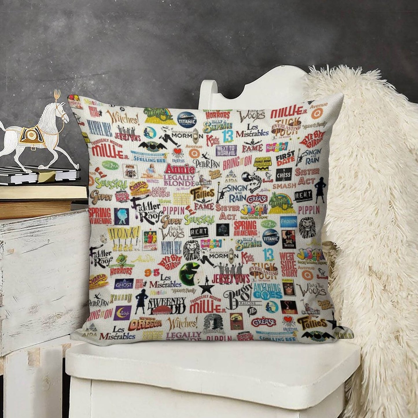 Musical Logos Linen Throw Pillow Cover