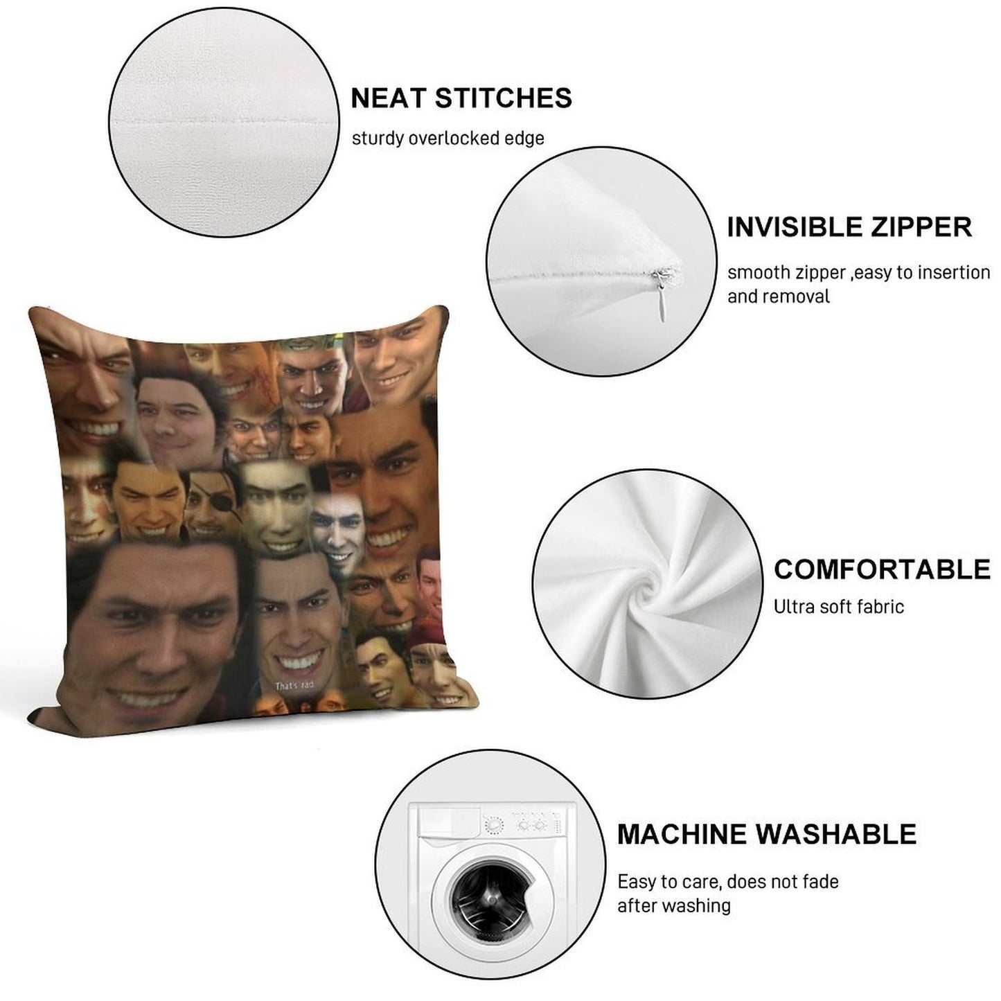 Happy Kazuma Kiryu ) Soft Ultra-Soft Texture Throw Pillow
