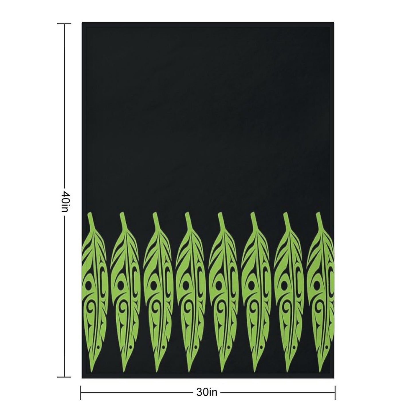Feathers - Lime Green on Black Throw Blanket